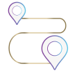 Illustrated icon of a journey between two location pins