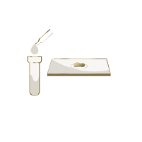 Illustrated icon of a test tube and microscope slide plate