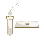 Illustrated icon of a test tube and microscope slide plate